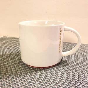 Starbucks white mug Red trim